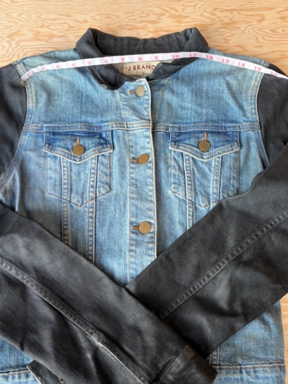 J BRAND - Two-Tone Denim Jacket w/ Wax Sleeves, SZ M - Picture 5 of 11